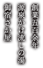 創業五百余年 源泉かけ流しの湯 御宿さか屋